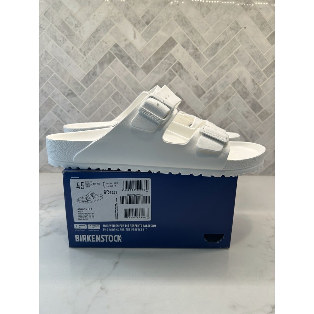 Birkenstock Arizona Essentials EVA Sandals Mens Size 45 12 White Slip On Slides
